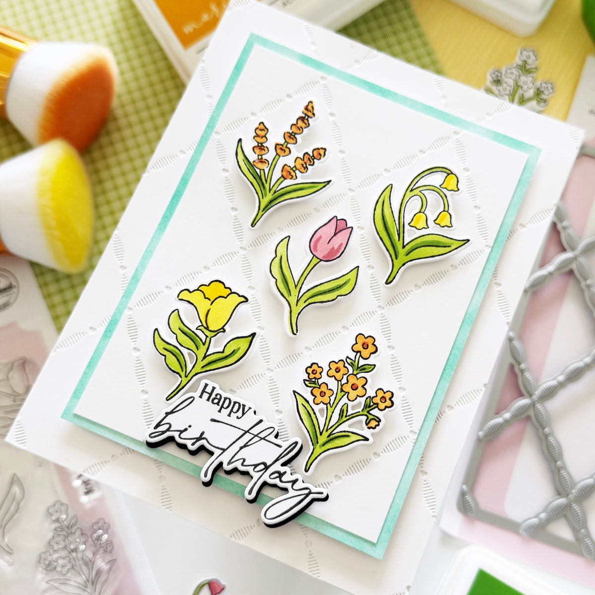 Pinkfresh Studio Petite Florals Stamp, die & stencil Bundle