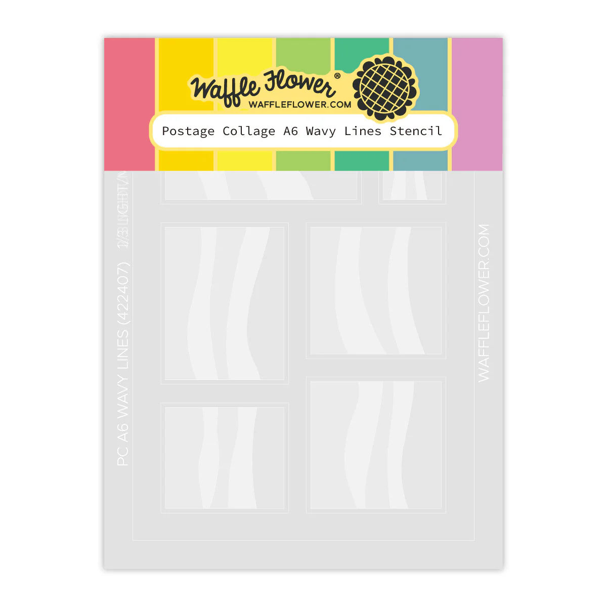 Waffle Flower Crafts Postage Collage A6 Wavy Lines Stencil