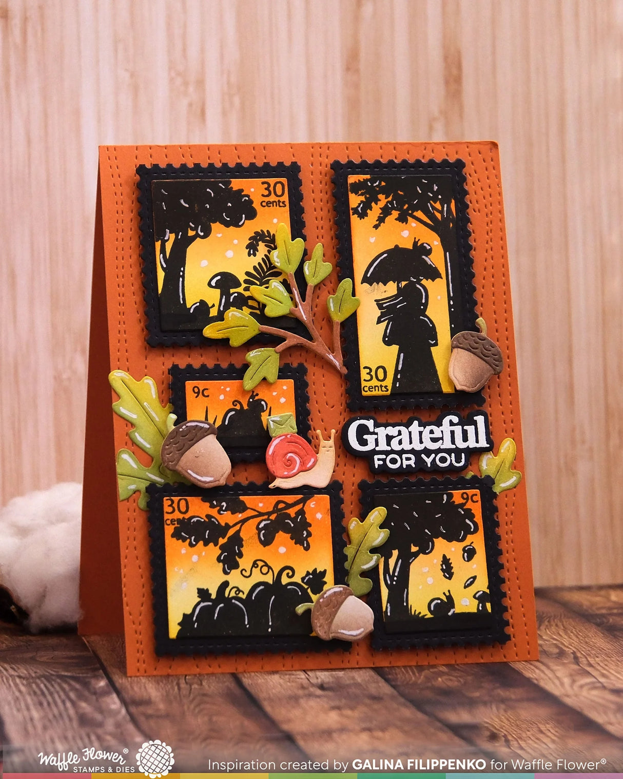 Waffle Flower Postage Collage Autumn Sunset Stamp Set