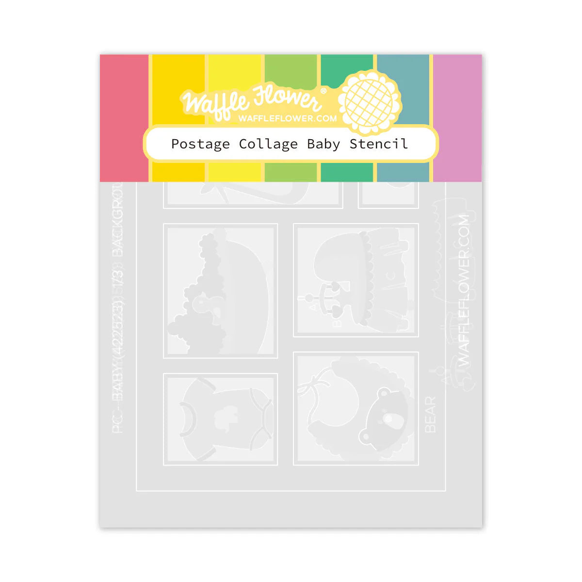 Waffle Flower Postage Collage Baby Stencil - 422523