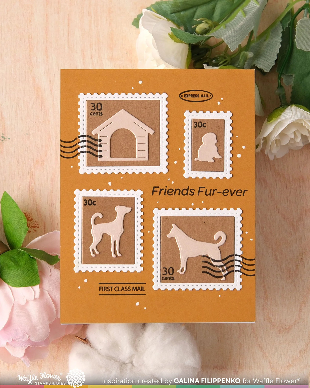 Waffle Flower Crafts Postage Collage Dog Silhouettes Die