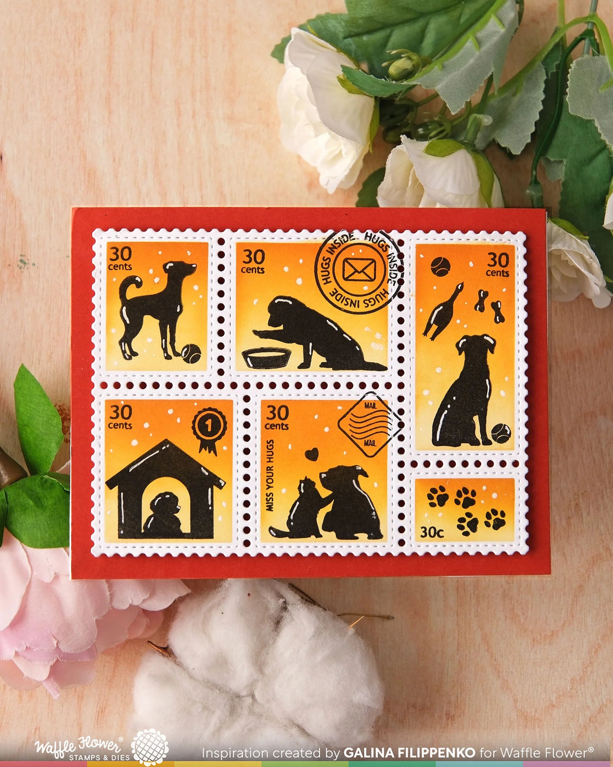 Waffle Flower Crafts Postage Collage Dog Silhouettes Stamp Set
