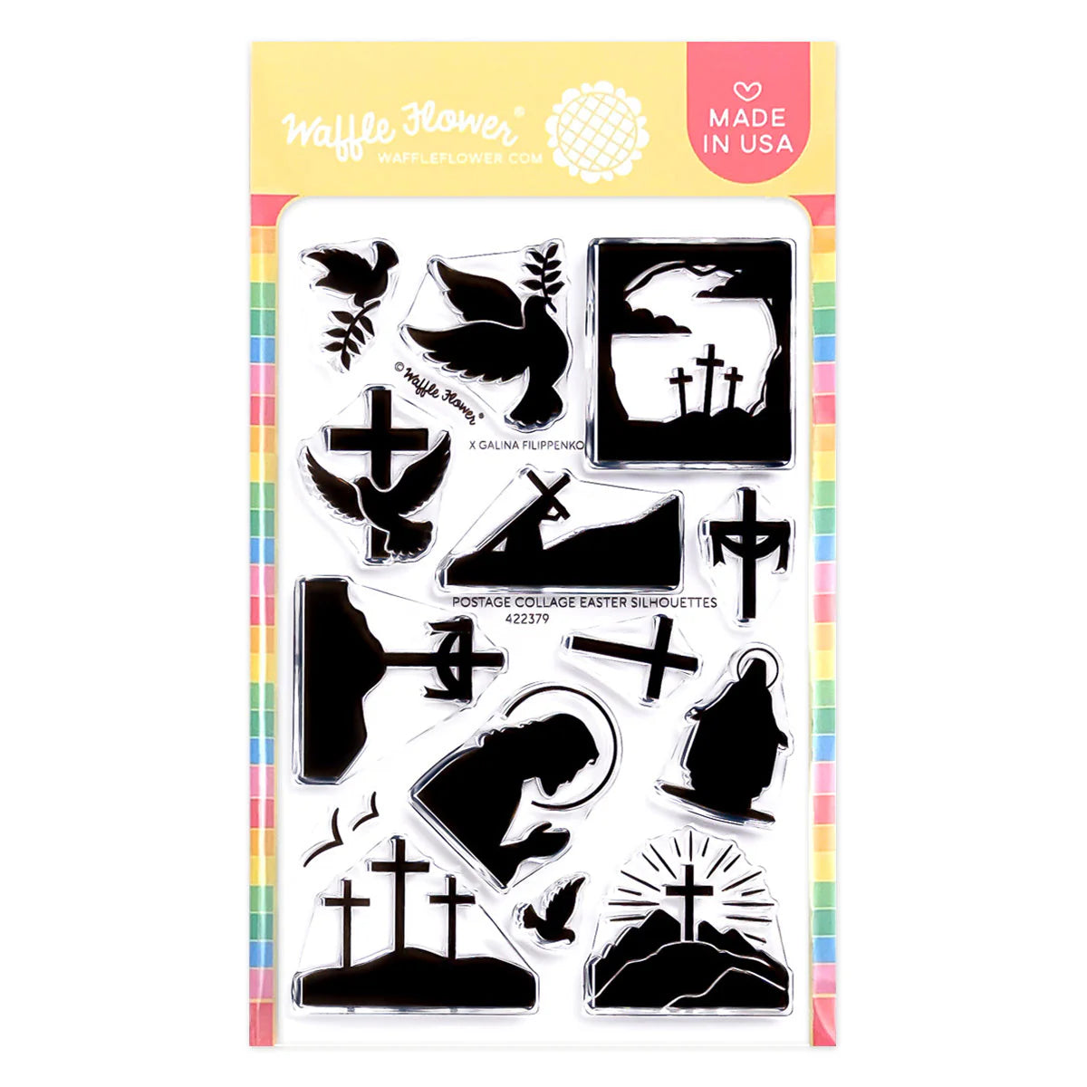 Waffle Flower Craft Postage Collage Easter Silhouettes Stamp Set