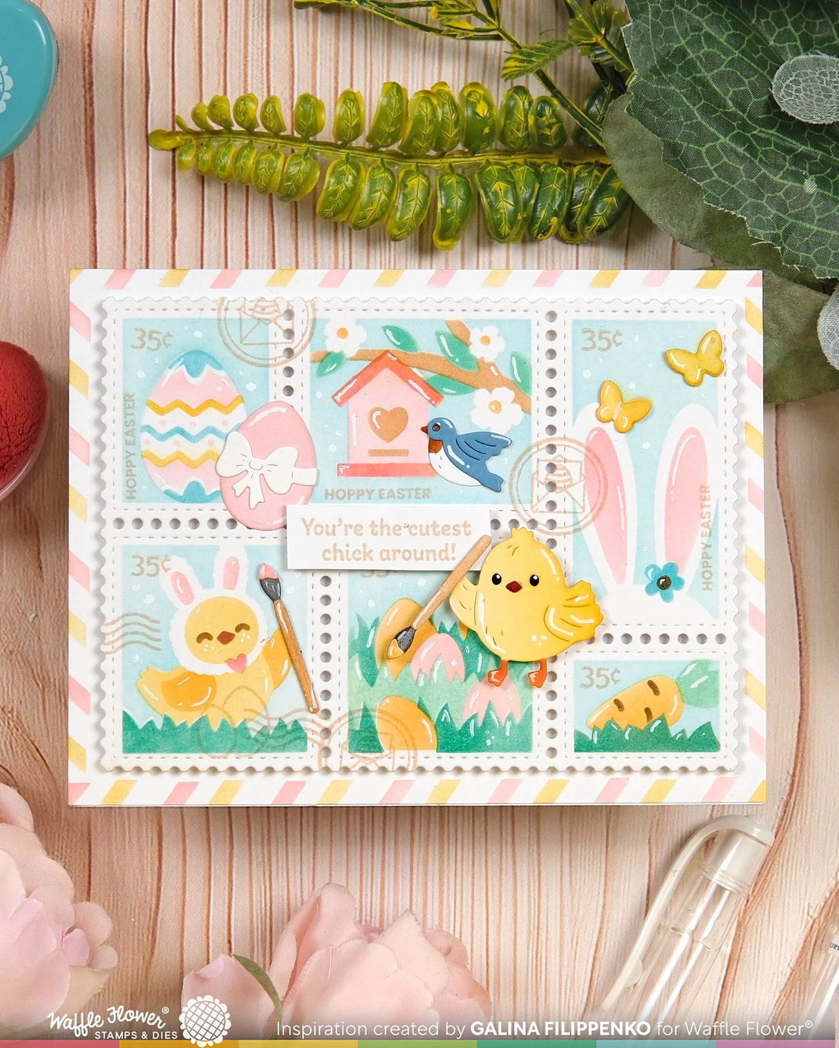 Waffle Flower Craft Postage Collage Egg Hunt Stamp Set