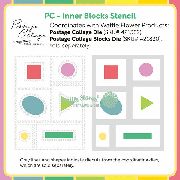 Waffle Flower Crafts Postage Collage Inner Blocks Stencil