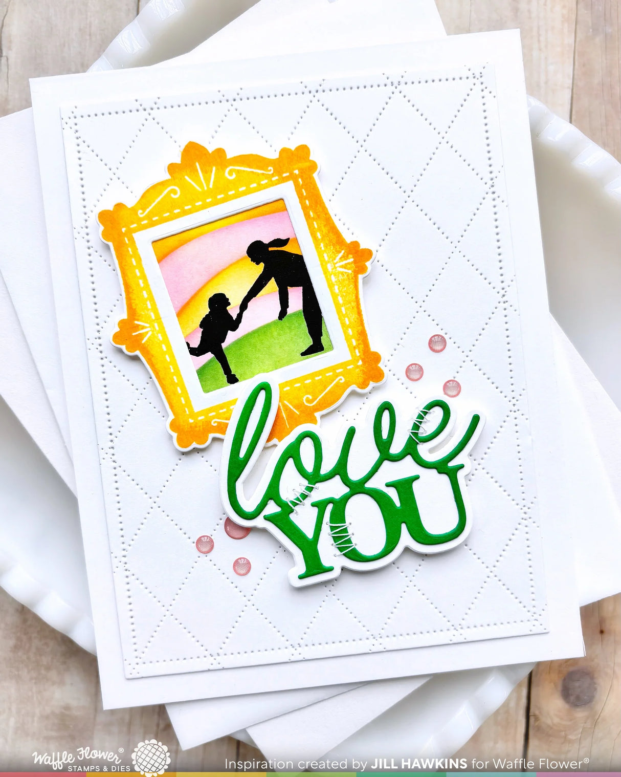 Waffle Flower Crafts Postage Collage Mom Silhouettes Stamp Set