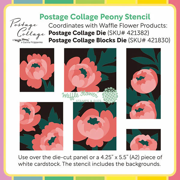 Waffle Flower Craft Postage Collage Peony Stencil