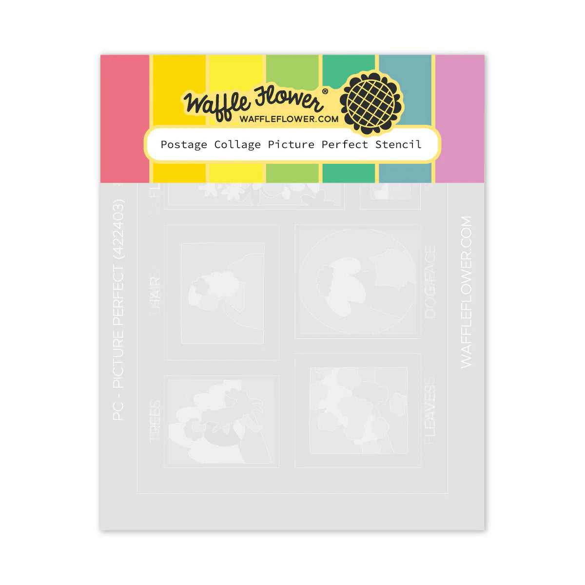 Waffle Flower Crafts Postage Collage Picture Perfect Stencil