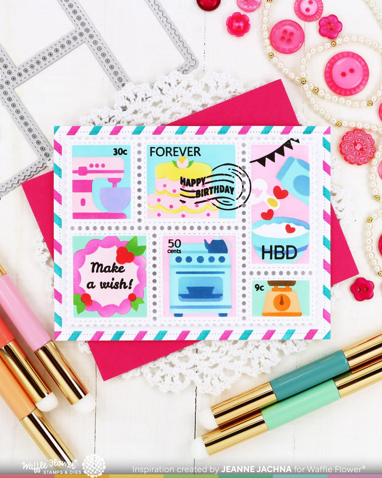 Waffle Flower Craft Postage Collage Piped Letters Stamp Set