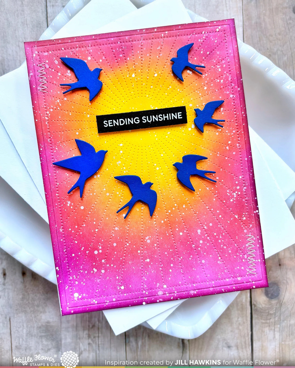 Waffle Flower Postage Collage Swallow Silhouettes Die - 422432