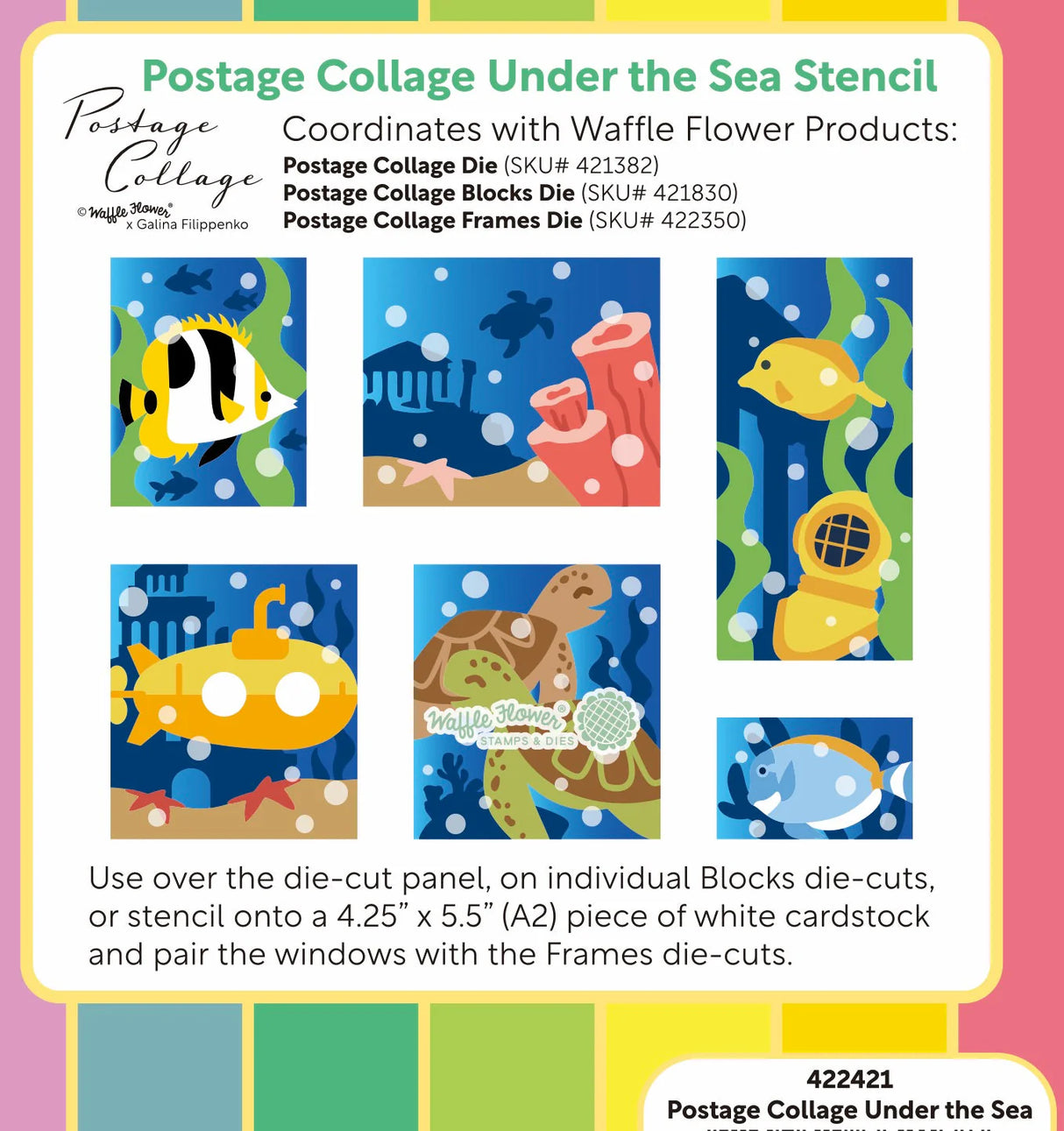 Waffle Flower Postage Collage Under the Sea Stencil (422421)