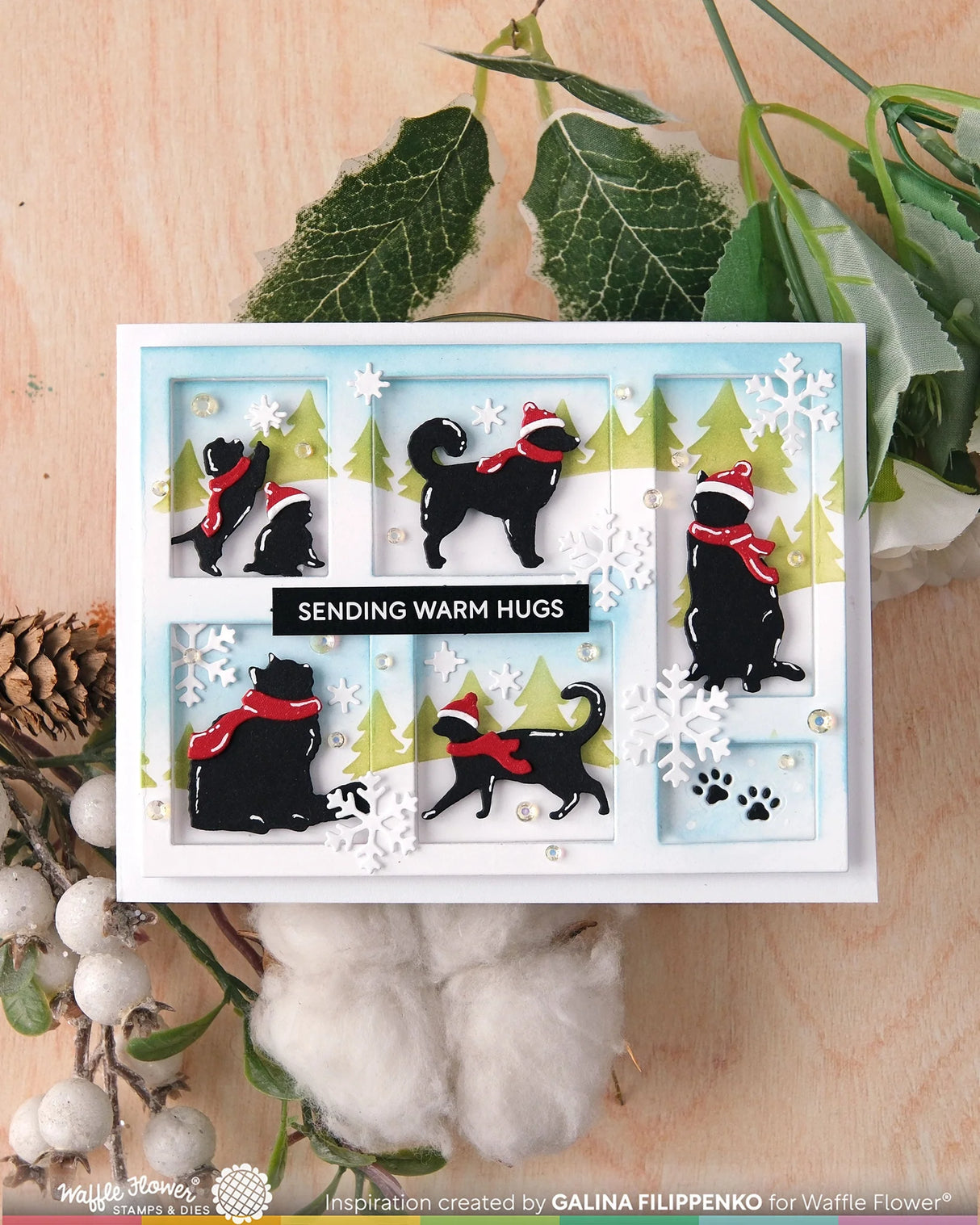 Waffle Flower Crafts Postage Collage Winter Add-ons Die