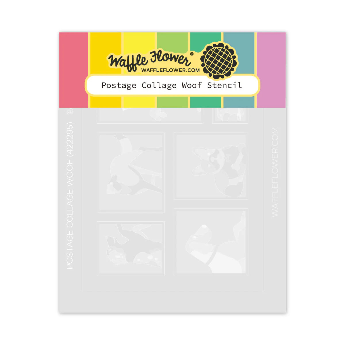 Waffle Flower Craft Postage Collage Woof Stencil
