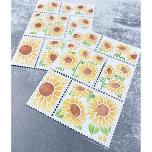 The Ton Stamps Postage: Simple Sunflowers Layering Stencils