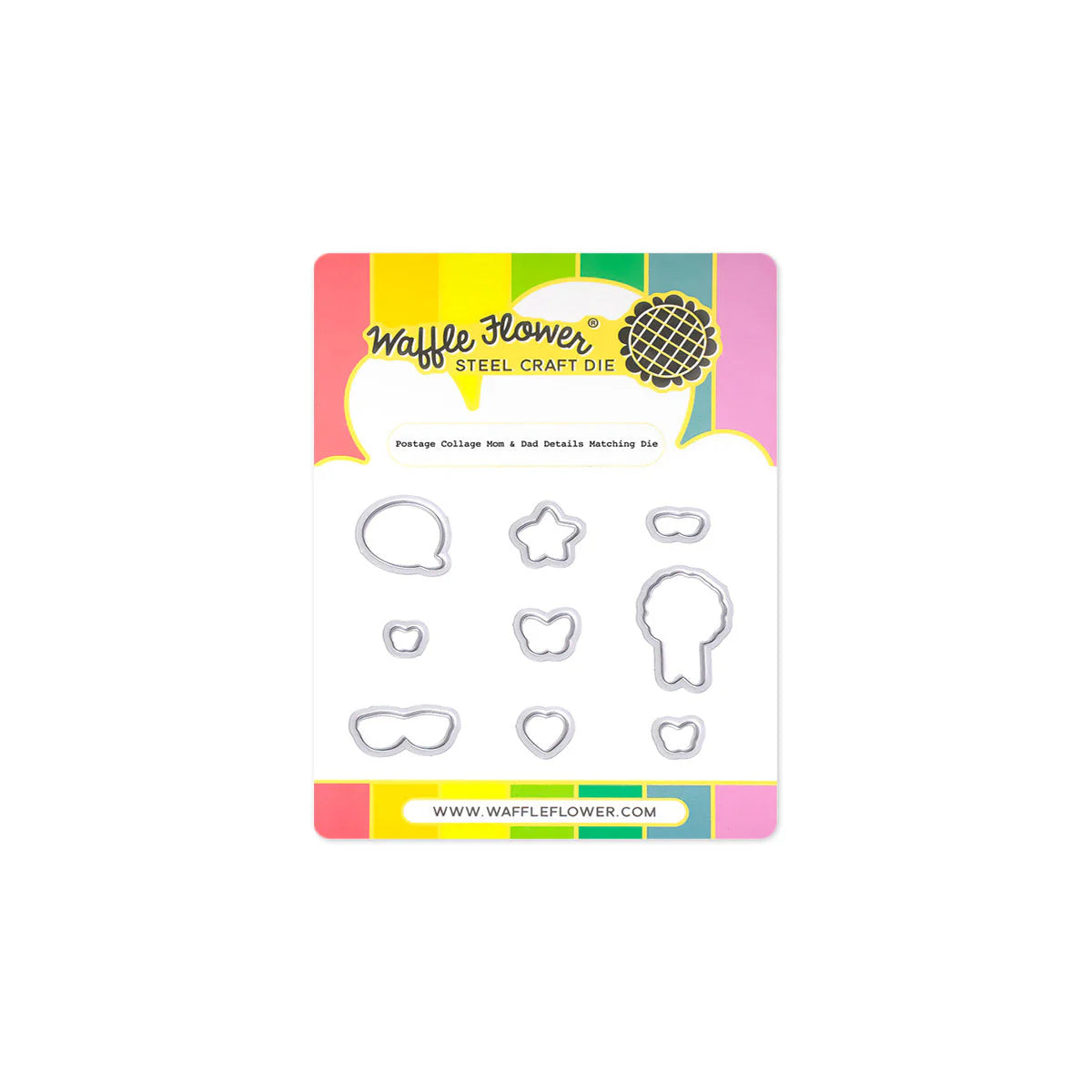 Waffle Flower Crafts Postage Collage Mom & Dad Details Matching Die