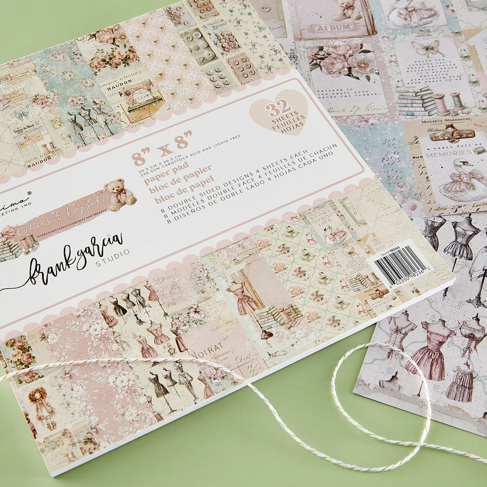 Prima Marketing Buttons & Keepsakes by Frank Garcia 8 x 8" Paper Pad