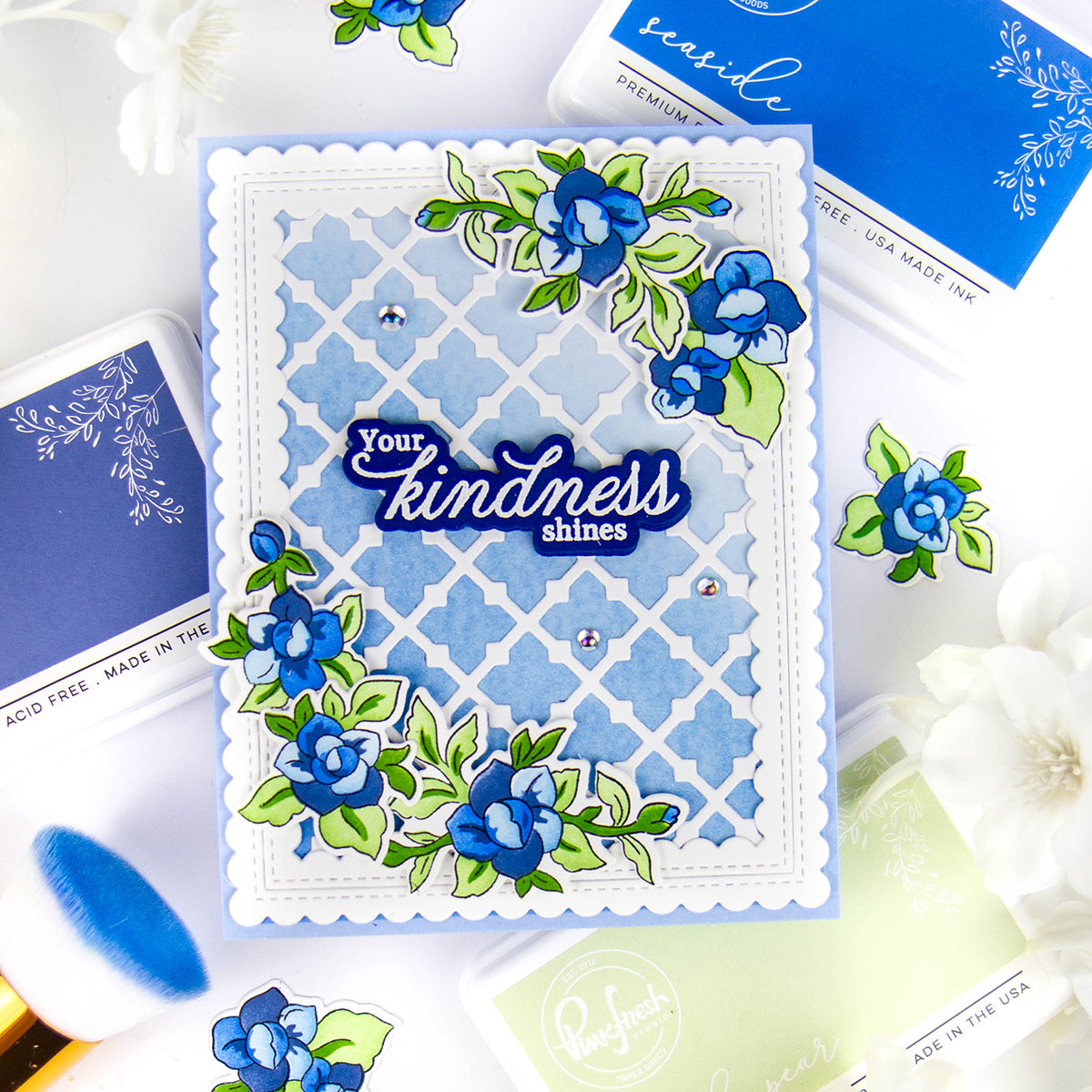 Pinkfresh Studio Petal Poise stamp/ Die/ Stencil Bundle