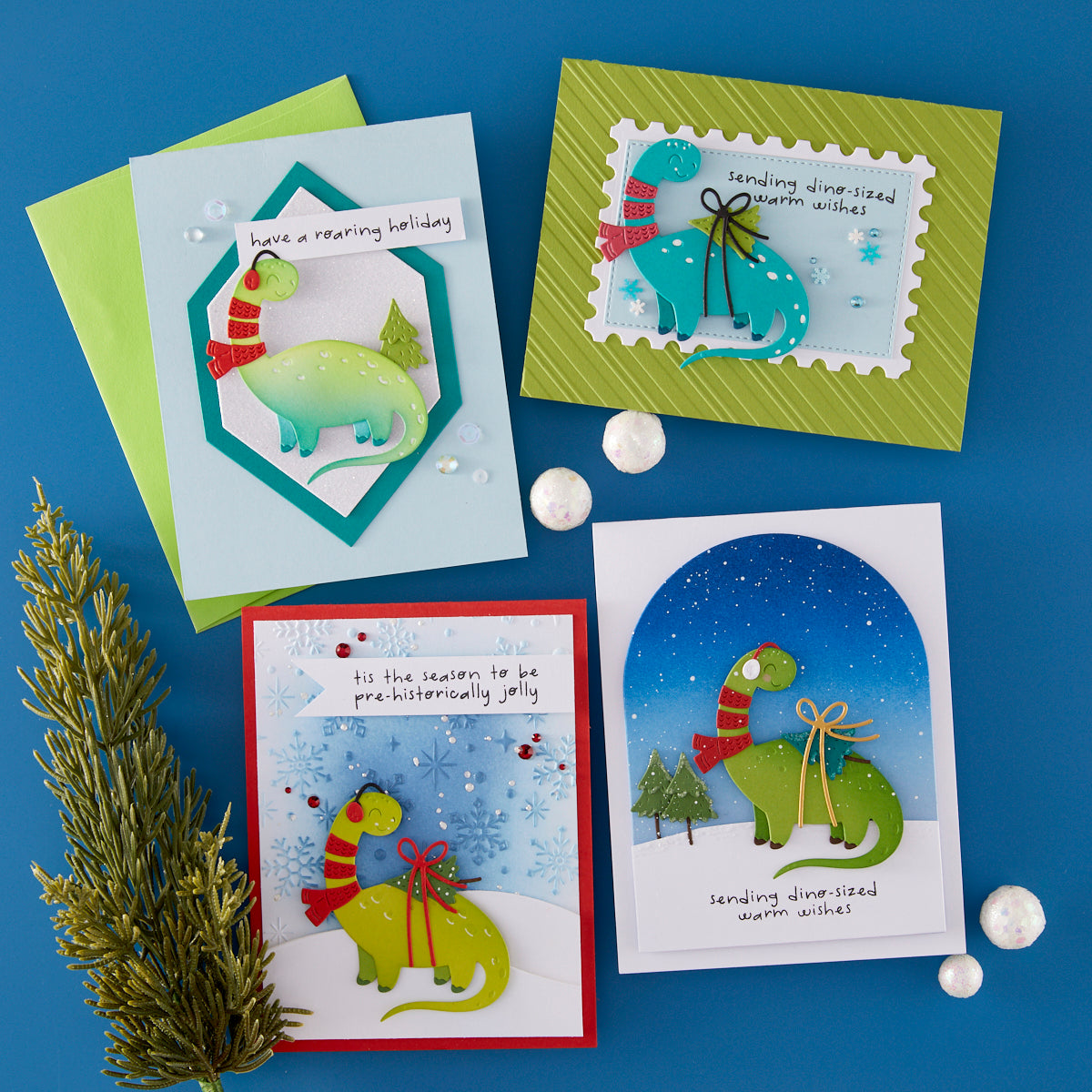 Spellbinders Independent Exclusive - Dino-Sized Holiday Clear Stamp & Die Set