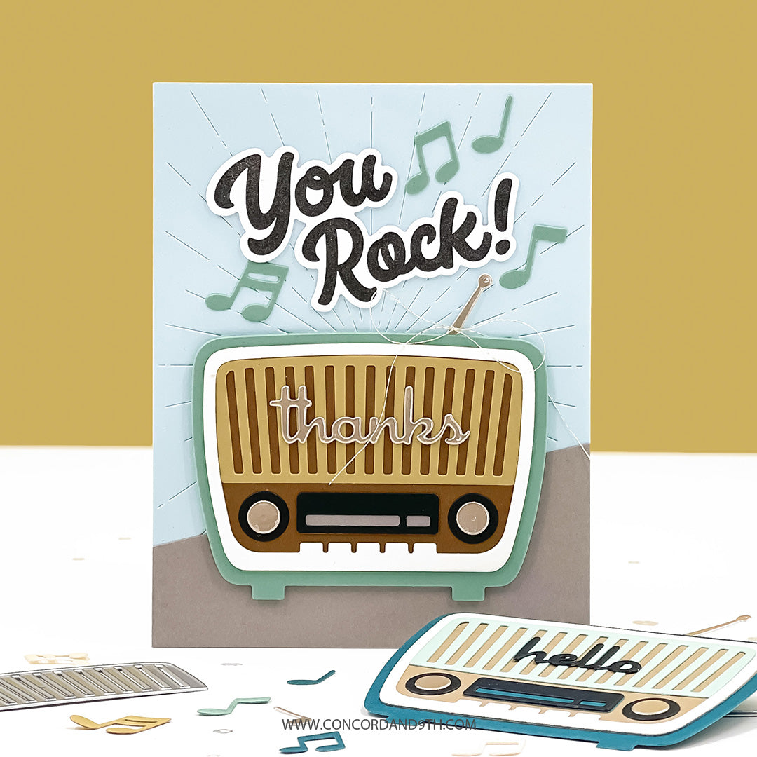 Concord & 9th Retro Radio Stamp Set (4" x 6") & Die Bundle