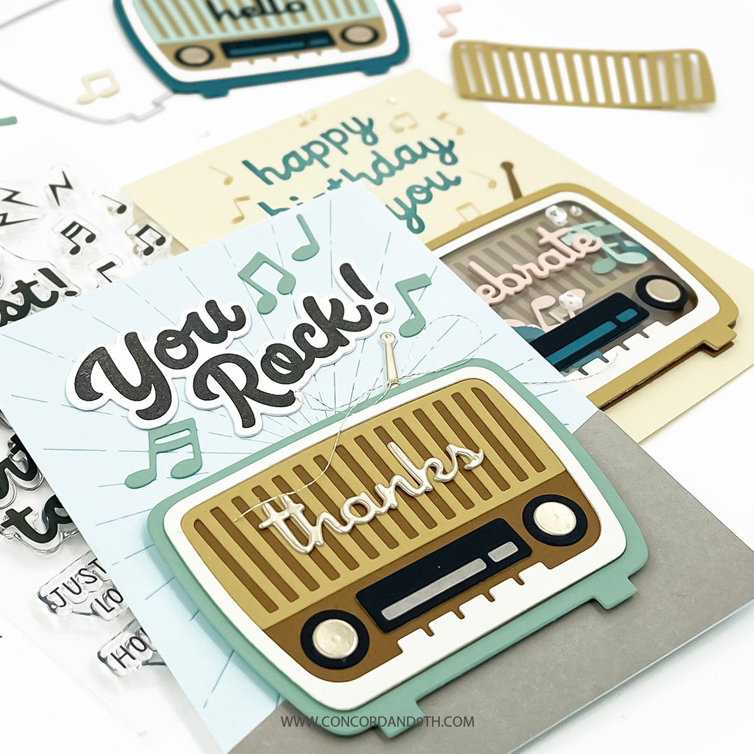 Concord & 9th Retro Radio Stamp Set (4" x 6") & Die Bundle