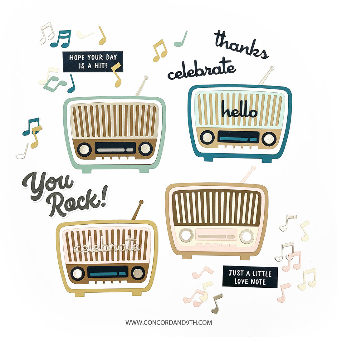 Concord & 9th Retro Radio Stamp Set (4" x 6") & Die Bundle