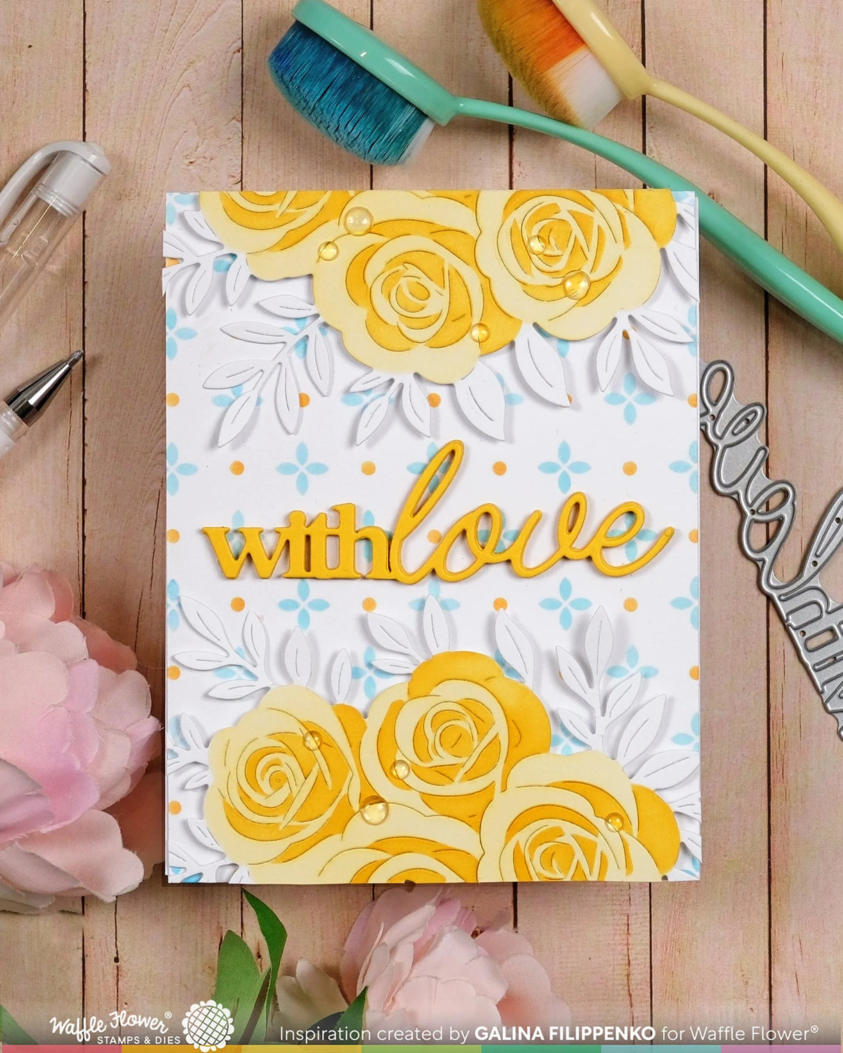 Waffle Flower Craft Rose Bouquet Die / Stencil Bundle