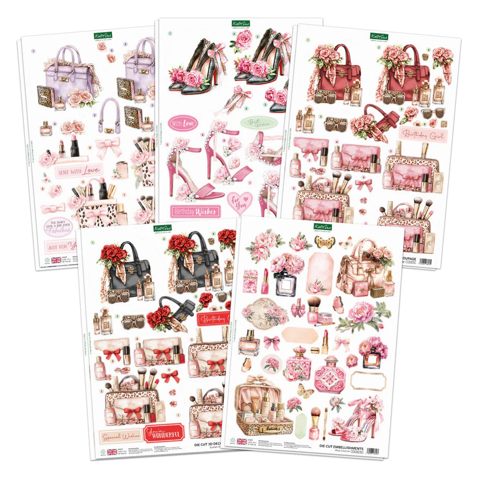 Katy Sue Designs Rose Couture Die Cut Decoupage & Embellishment Collection (pack of 10)