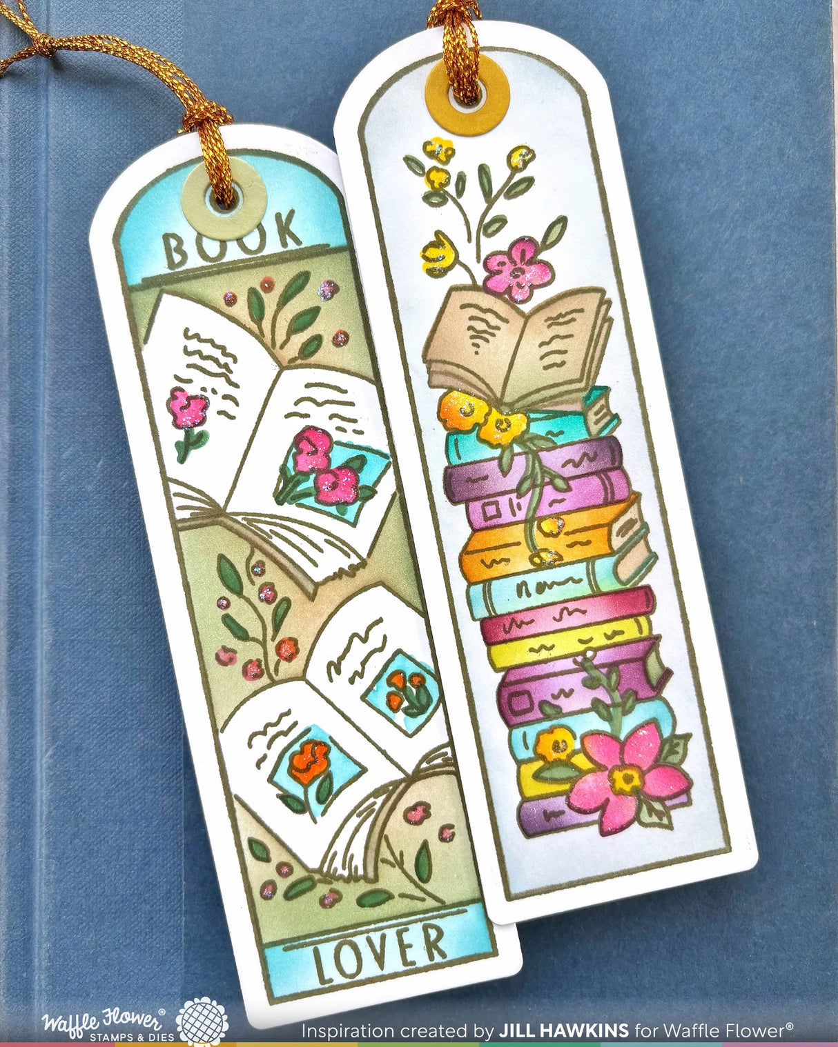 Waffle Flower Crafts Round Bookmark - Book Lover Stamp Set
