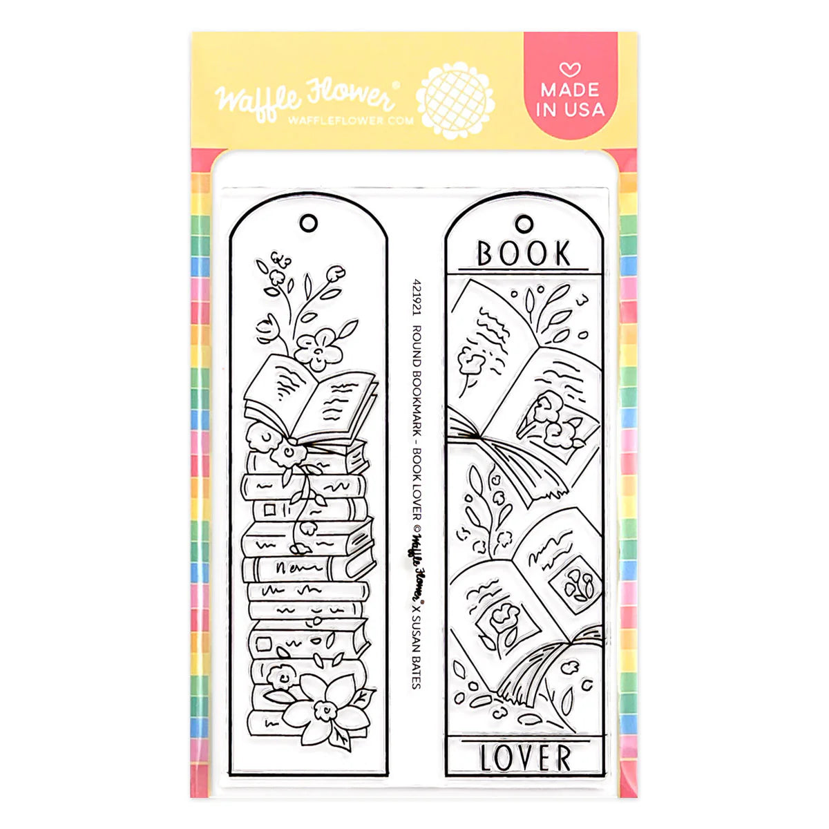 Waffle Flower Crafts Round Bookmark - Book Lover Stamp Set