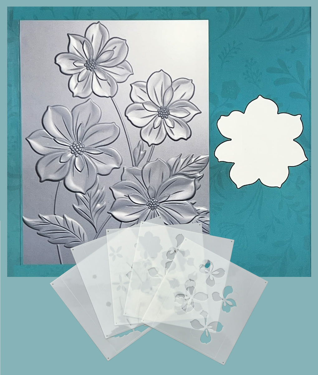 Gina K Designs BUNDLE- Ruffled Blooms 3D Embossing Folder, Die and Stencil postage as per actuals