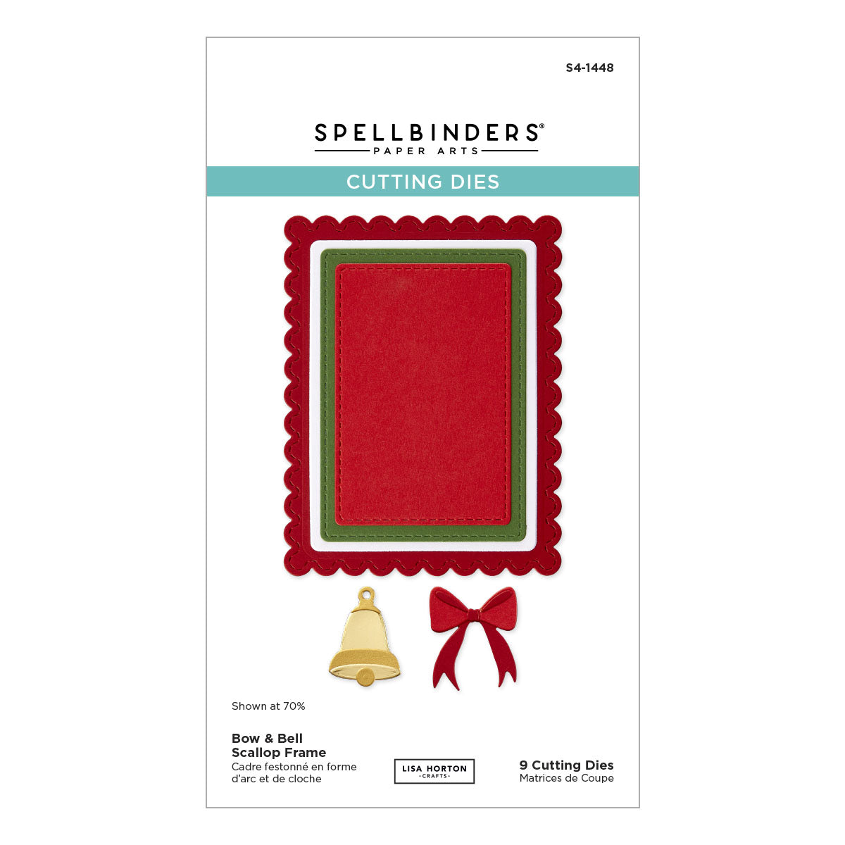 Spellbinders Bow & Bell Scallop Frame Etched Dies from the All About Christmas Collection by Lisa Horton