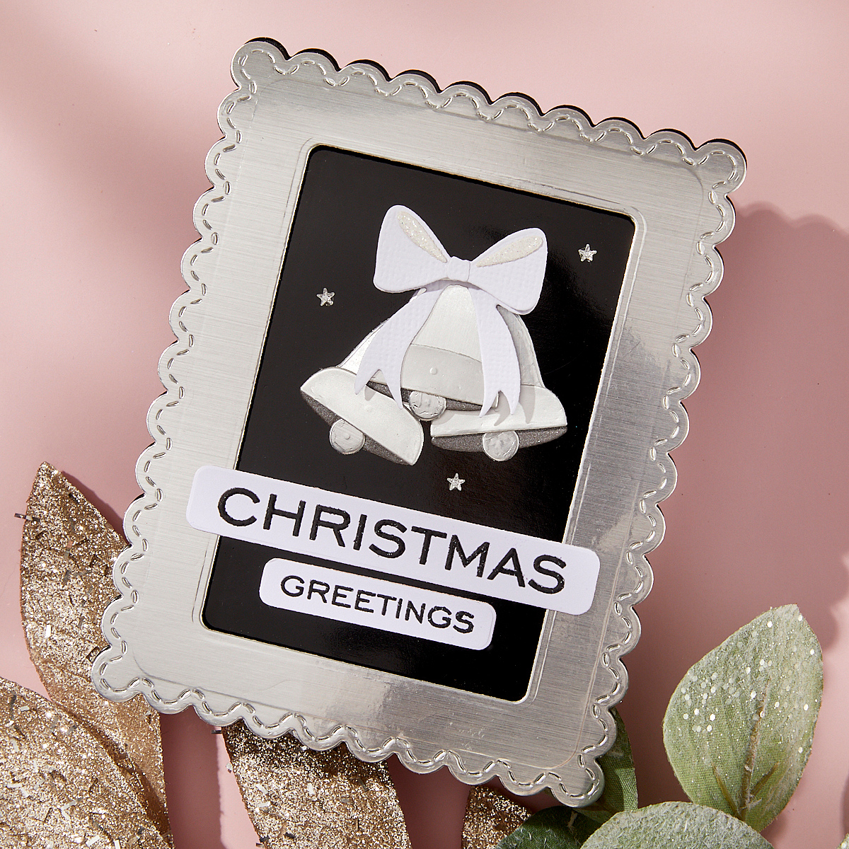 Spellbinders Bow & Bell Scallop Frame Etched Dies from the All About Christmas Collection by Lisa Horton