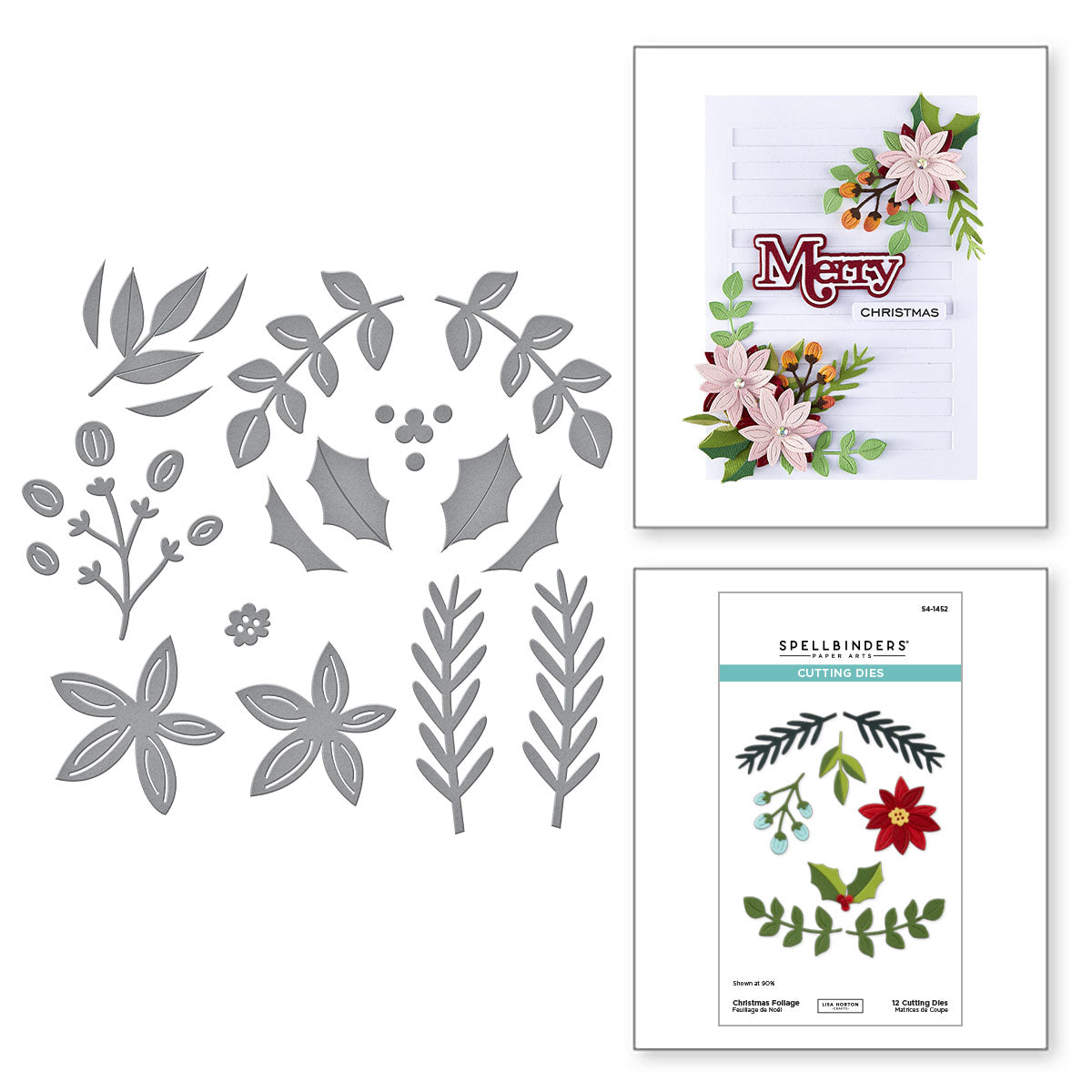 Spellbinders Christmas Foliage Etched Dies from the All About Christmas Collection by Lisa Horton