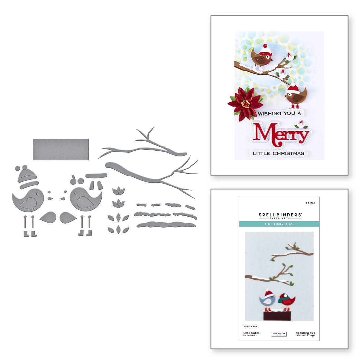 Spellbinders Little Birdies Etched Dies from the All About Christmas Collection by Lisa Horton