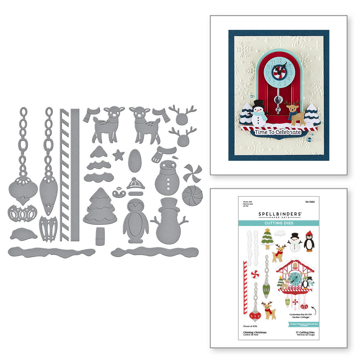 Spellbinders Chiming Christmas Etched Dies from the Cuckoo Cottage Collection