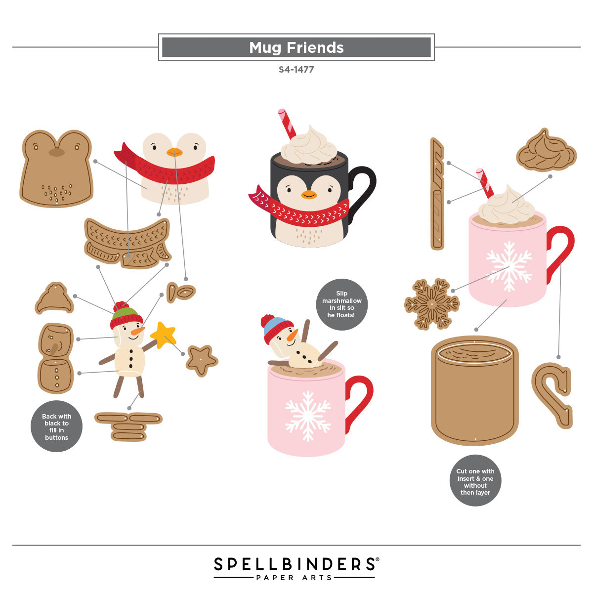 Spellbinders Mug Friends Etched Dies - S4-1477