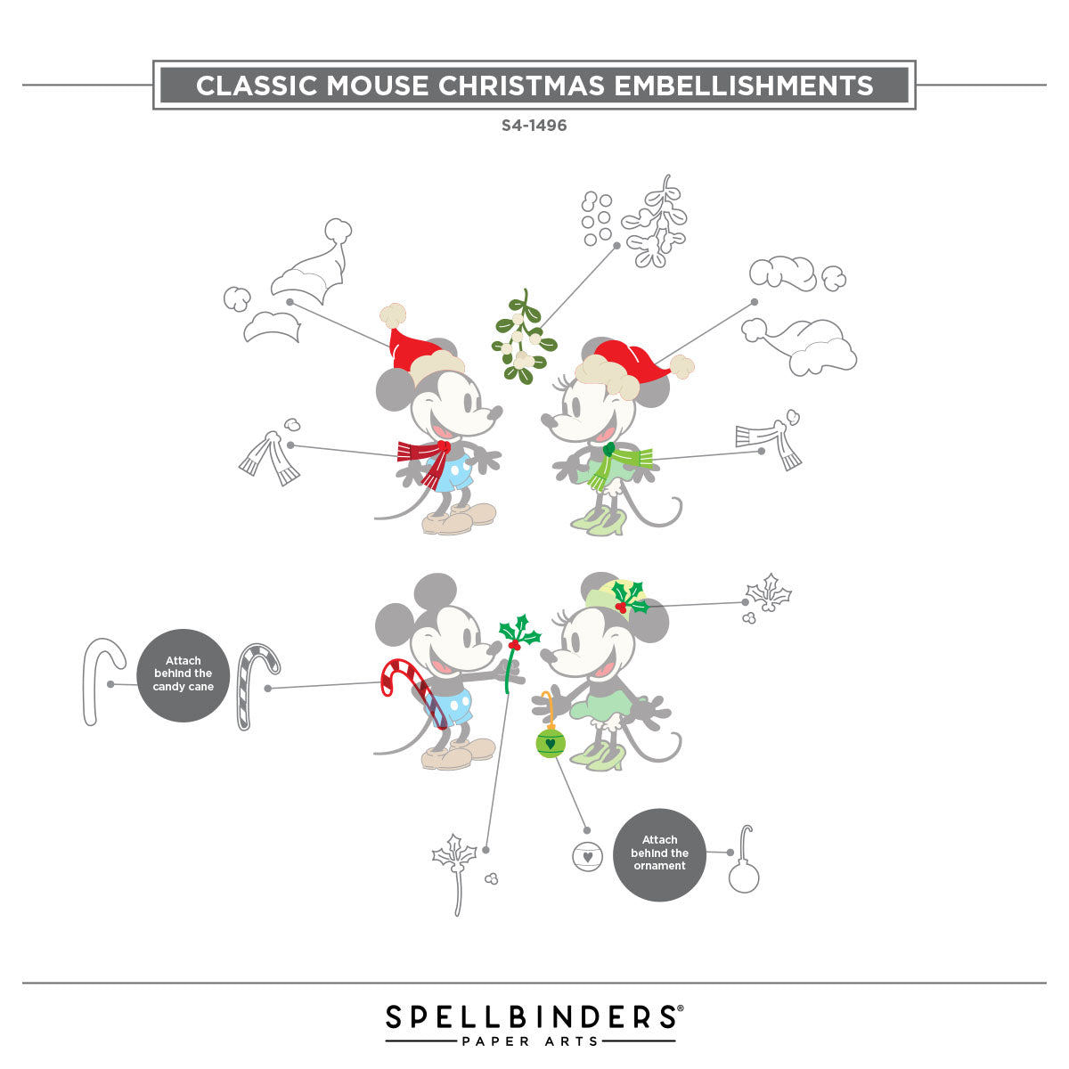 Spellbinders Classic Mouse Christmas Embellishments Etched Dies from the Say Cheese Classic Mouse Christmas Collection