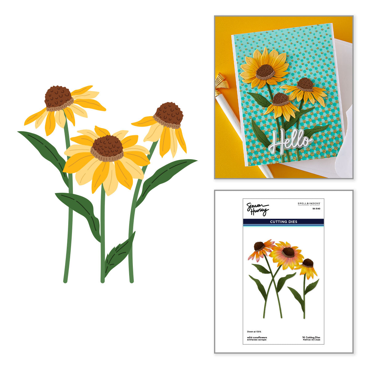 Spellbinders Wild Coneflowers Etched Dies by Simon Hurley