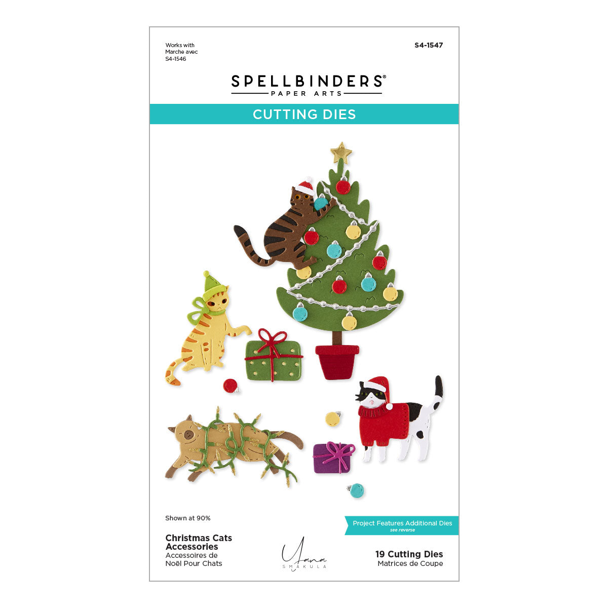 Spellbinders Christmas Cats Accessories Etched Dies by Yana Smakula S4-1547