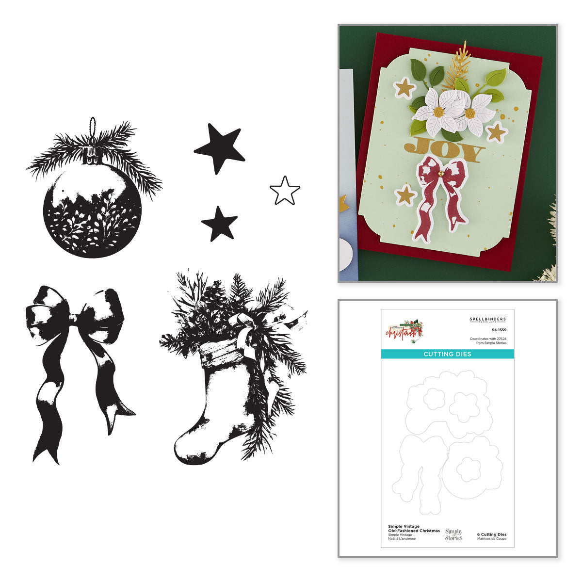 Spellbinders Simple Vintage Old-Fashioned Christmas Stamp & Die Bundle by Simple Stories