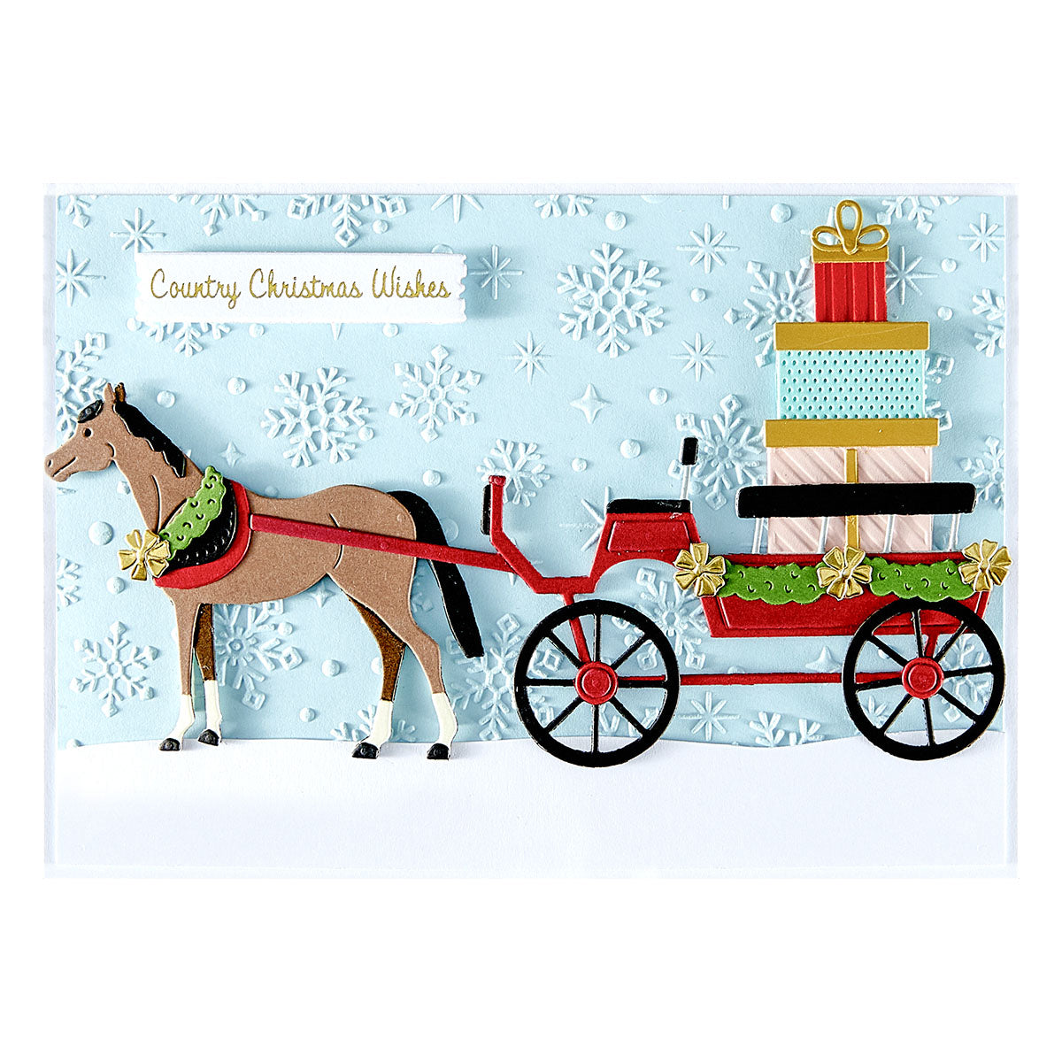 Spellbinders Christmas Horse-Drawn Wagon Etched Dies from the Country Christmas Collection by Annie Williams