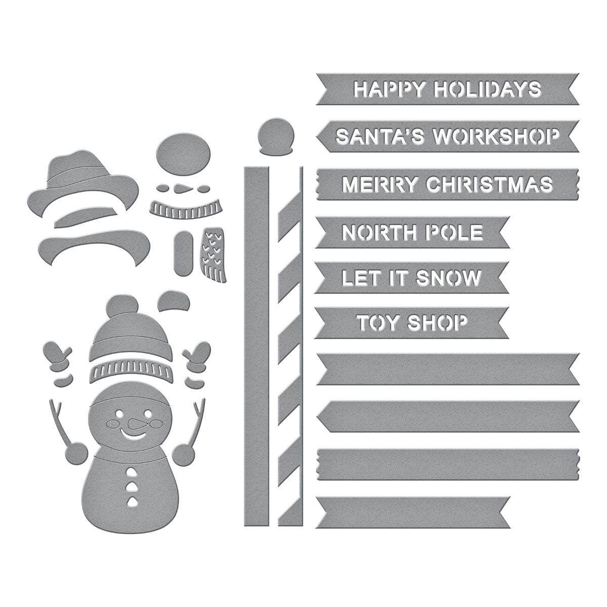 Spellbinders North Pole Sentiments Etched Dies from the North Pole Friends Collection by Simon Hurley