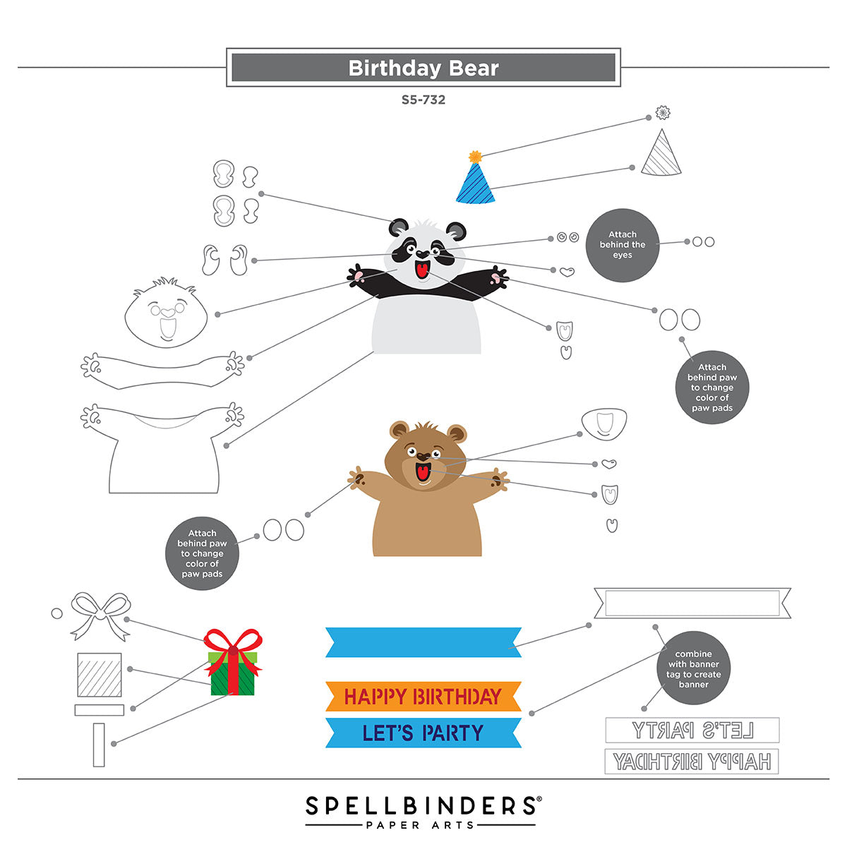 Spellbinders Birthday Bear Etched Dies