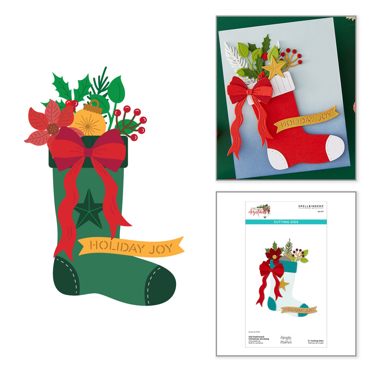 Spellbinders Old-Fashioned Christmas Stocking Etched Dies with Simple Stories