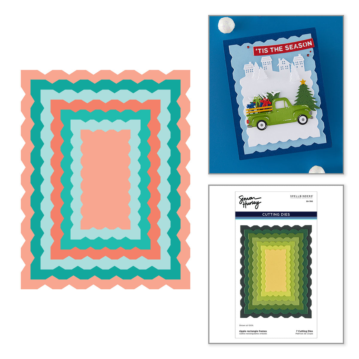 Spellbinders Ripple Rectangle Frames Etched Dies by Simon Hurley