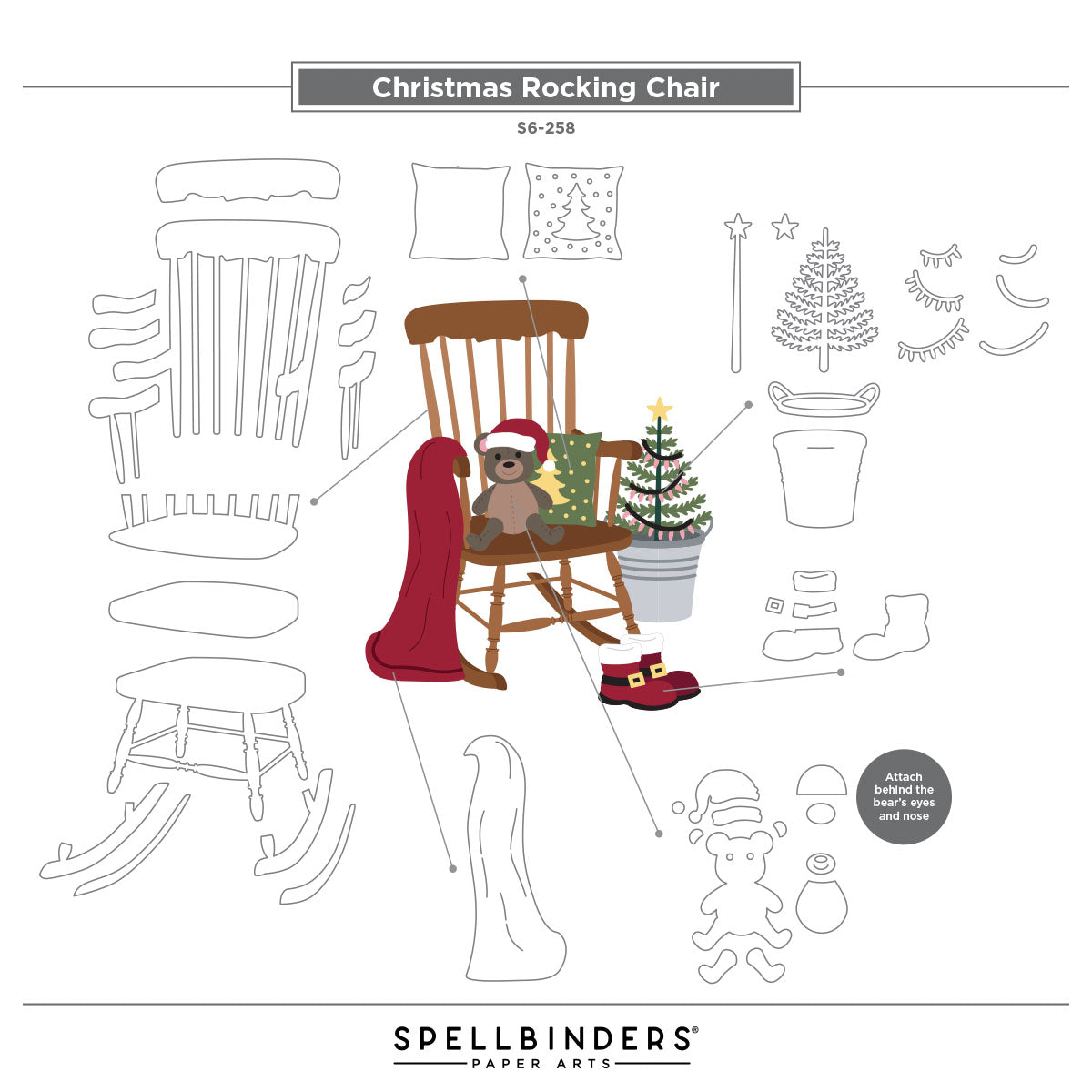 Spellbinders Christmas Rocking Chair Etched Dies from the Country Christmas Collection by Annie Williams