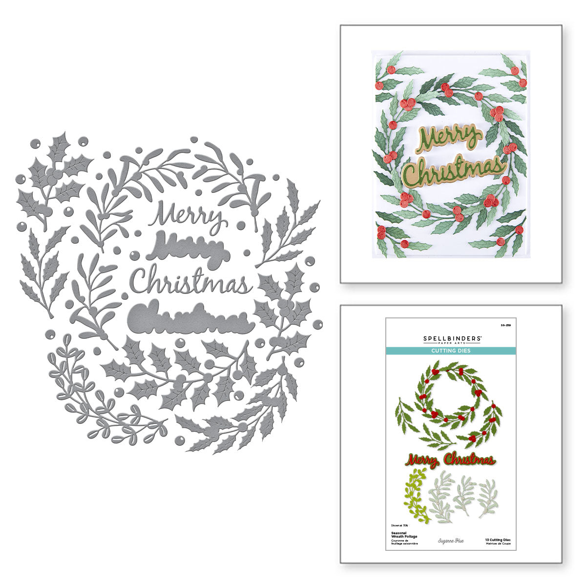 Spellbinders Seasonal Wreath Foliage Etched Dies from the Texture & Foliage Collection by Suzanne Hue