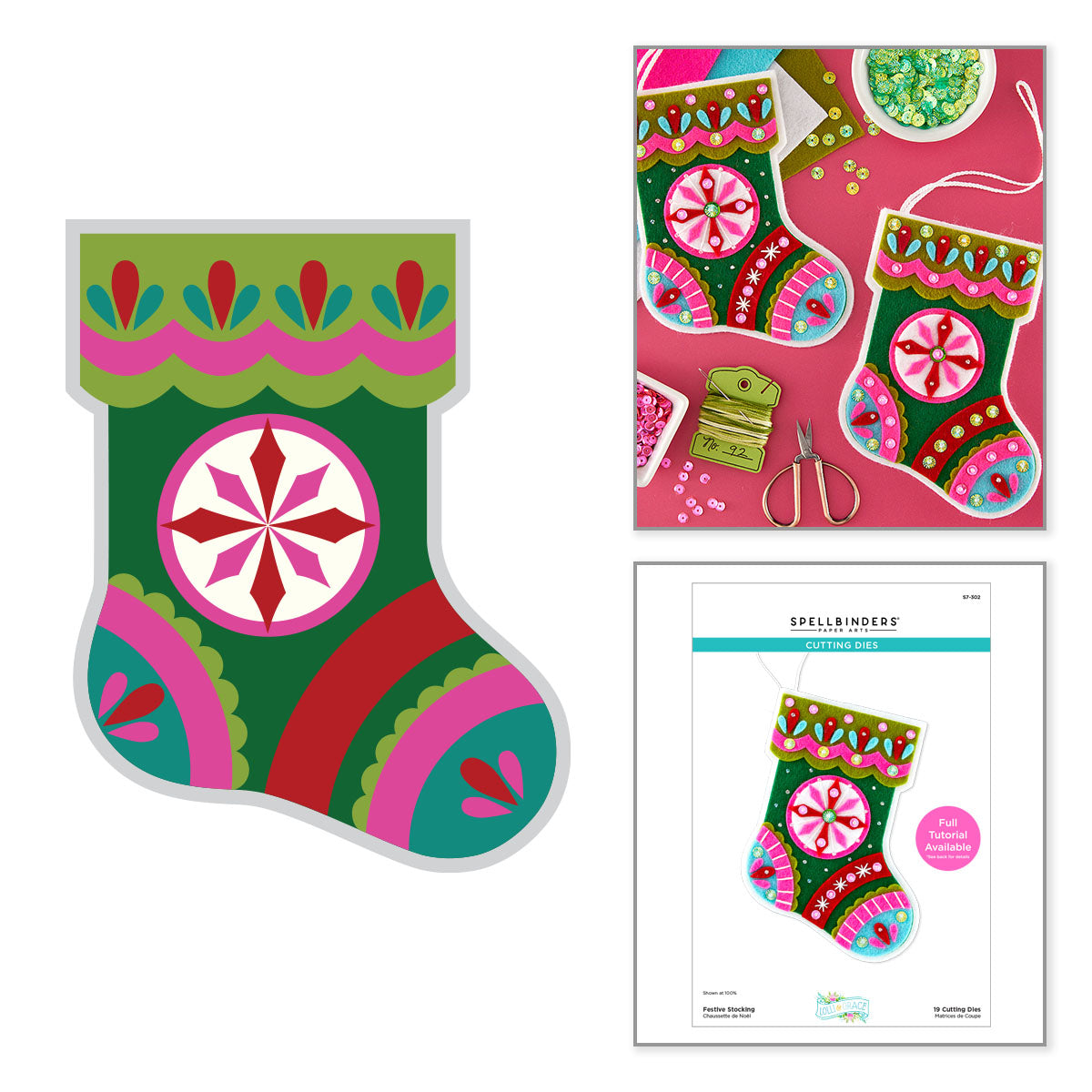 Spellbinders Festive Stocking Etched Dies by Lolli & Grace
