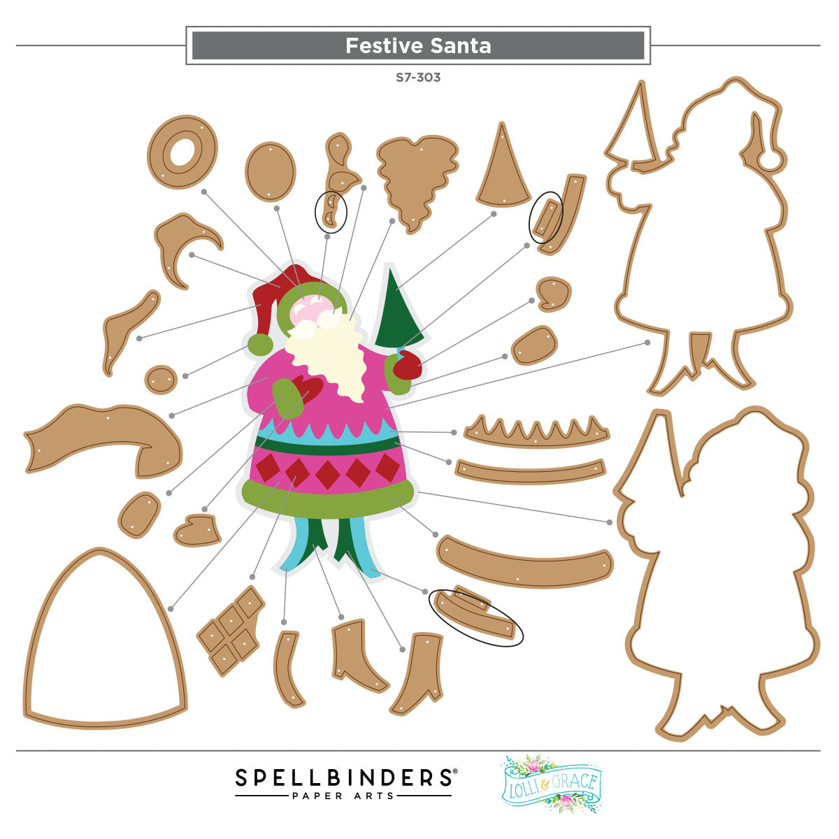 Spellbinders Festive Santa Etched Dies by Lolli & Grace