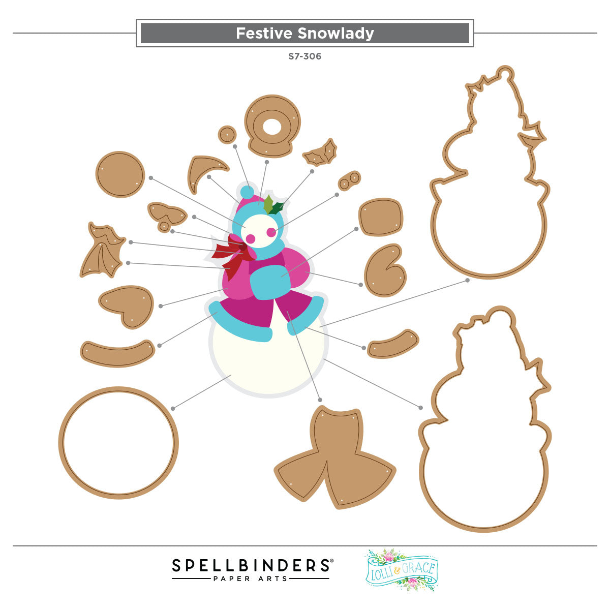 Spellbinders Festive Snowlady Etched Dies by Lolli & Grace